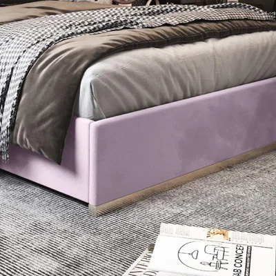 The Range Bentley Upholstered Soft Velvet Metal Bed Frame - Pink / Single
