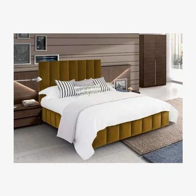 The Range Olexa Upholstered Plush Velvet Bed Frame - Yellow / Single