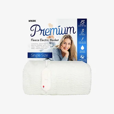 The Range Electric Blanket Bed Fleece Fitted Heated Mattress Cover - White / Single
