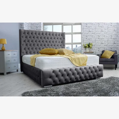 The Range Dino Plush 4 Inch Solid Thick Bed Frame With Curved Headboard - Steel / Single