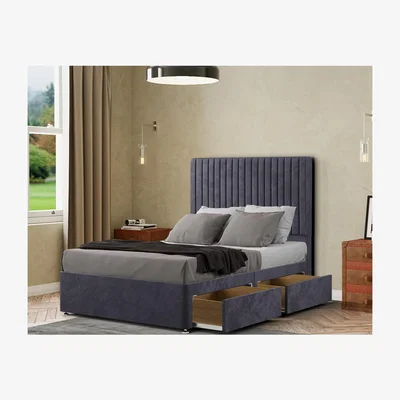 The Range Maryland Divan Bed 2 Drawers Floor Standing Headboard  Plush - Steel / Single