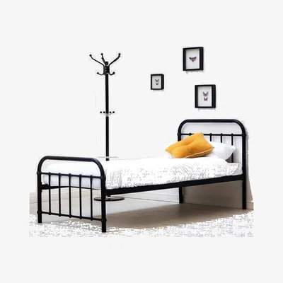 The Range Henley Victorian Hospital Style Black Metal Bed Frame - Black / Single
