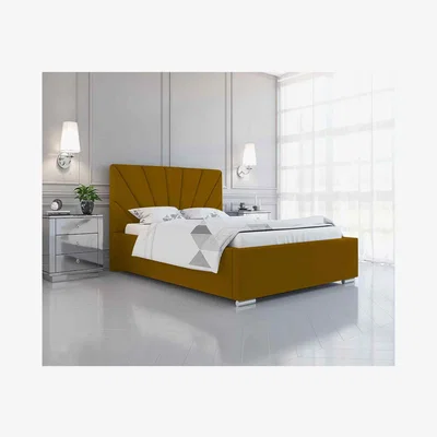 The Range Khris Upholstered Plush Velvet Bed Frame - Yellow / Single