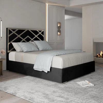 The Range Mayfair Upholstered Soft Velvet Metal Bed Frame - Black / Single