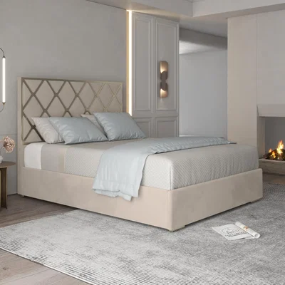 The Range Tammy Upholstered Soft Velvet Metal Bed Frame - Cream / Single