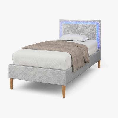 The Range Ludlow LED Silver Crushed Velvet Bed - Silver / Single