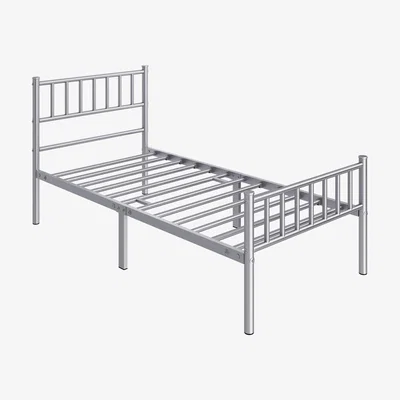 The Range Metal Bed Frame with Large Storage Space - Silver / Single