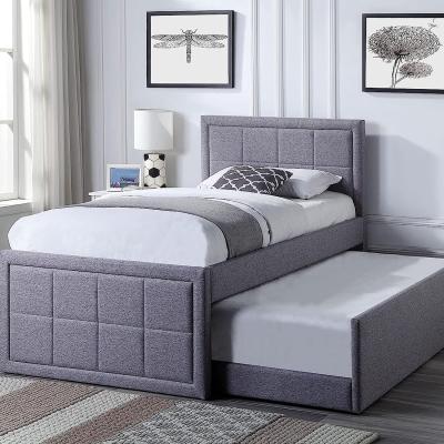 The Range Single Trundle Pull Out Upholstered Bed Frame - Grey