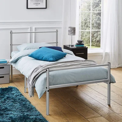 The Range Extra Strong Single Metal Bed Frame with Under Bed Storage Space - Silver