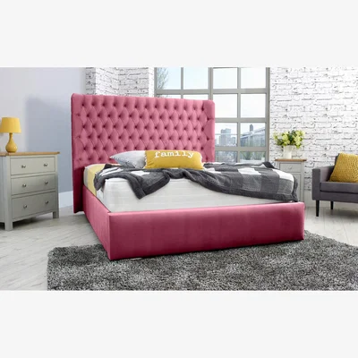 The Range Terra Plush 4 Inch Solid Thick Bed Frame With Curved Headboard - Maroon / Single