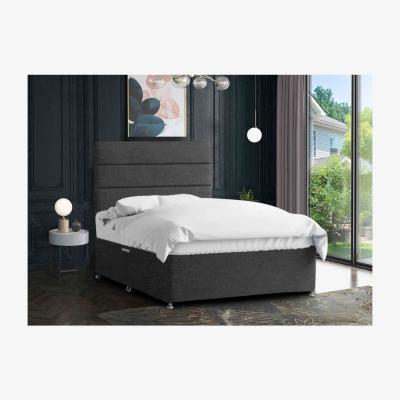 The Range Harmony Divan Bed Set with Tall Headboard Mattress-Chenille Fabric,Non Storage - Grey / Charcoal / Single