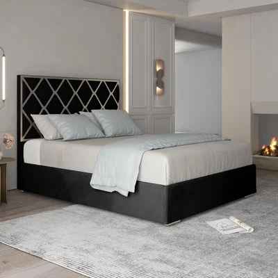 The Range Tammy Upholstered Soft Velvet Metal Bed Frame - Black / Single