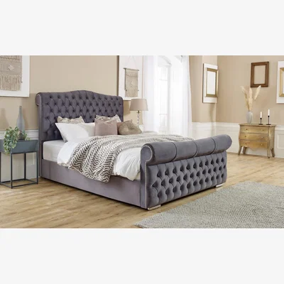 The Range Casonova Plush 4 Inch Solid Thick Bed Frame With Chesterfield Headboard - Steel / Single
