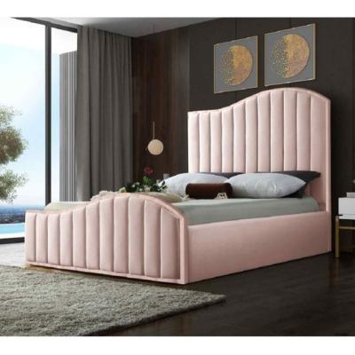 The Range Maria Upholstered Plush Velvet Bed Frame - Pink / Single