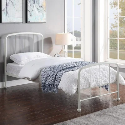 The Range Belmont Industrial Style White Metal Bed Frame - White / Single