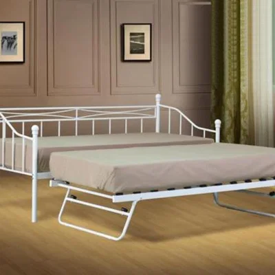 The Range White Metal Day Bed With Trundle - Single
