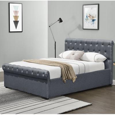 The Range Linen Fabric Diamante Chesterfield Sleigh Bed Frame - Single