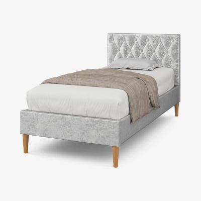 The Range Hilton Silver Crushed Velvet Bed Frame - Silver / Single