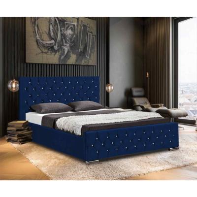The Range Paul Upholstered Plush Velvet Bed Frame - Blue / Single