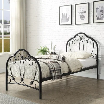 The Range Whitby Vintage Style Black Metal Bed Frame - Black / Single