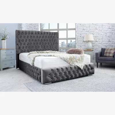 The Range Bello Plush 4 Inch Solid Thick Bed Frame With Curved Headboard - Steel / Single