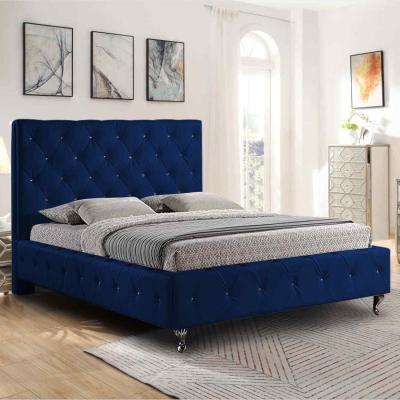 The Range Ana Upholstered Plush Velvet Bed Frame    - Blue / Single