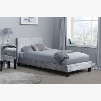 The Range Berlin Single Bed - Steel Crushed Velvet