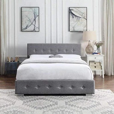 The Range Ottoman Bed Frame Storage Bed - Light Grey / Single / Yes