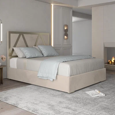 The Range Alison Upholstered Soft Velvet Metal Bed Frame - Cream / Single