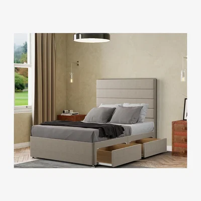 The Range George Divan Bed 2 Drawers Floor Standing Headboard  Malham Weave - Cream / Single