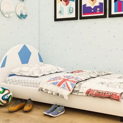 The Range Football Faux Leather Single Kids Bed With Mattress - Blue
