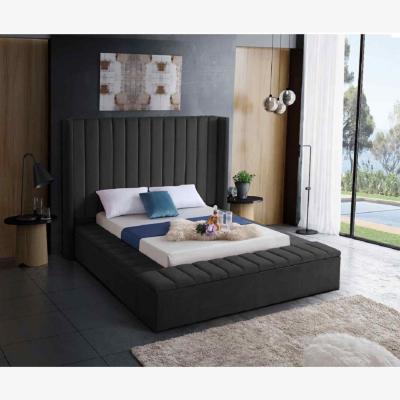 The Range Juan Upholstered Plush Velvet Bed Frame - Black / 30cm / Single / 100cm