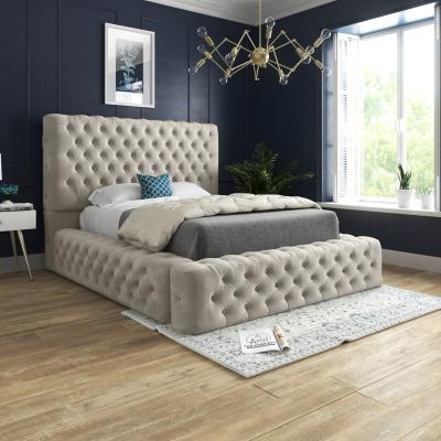 The Range Cambridge Upholstered Soft Velvet Fabric Buttons Bed   - Black  / Single