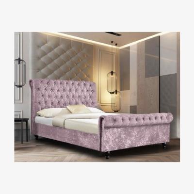 The Range Alice Upholstered Crush Velvet Bed Frame - Pink / Single
