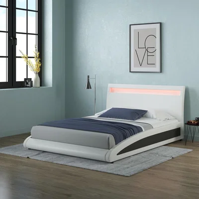 The Range Neptune Faux Leather LED Headboard Bed Frame - White / Single / 39kg