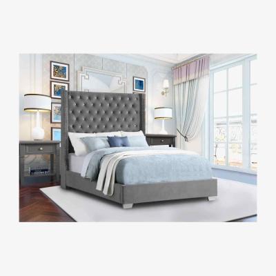The Range Noah Upholstered Plush Velvet Bed Frame - Grey / Single