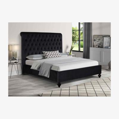 The Range Fiala Upholstered Plush Velvet Bed Frame - Black / Single