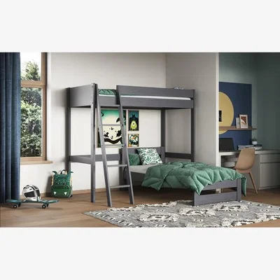 The Range Tera High Sleeper With L Shaped Single Bed Grey  - Grey