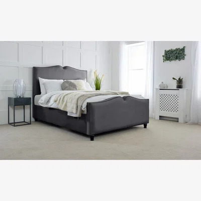 The Range Harling Plush 4 Inch Solid Thick Bed Frame With Heart Shaped Headboard - Steel / Single