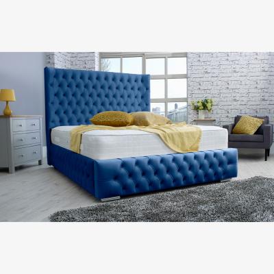 The Range Dino Plush 4 Inch Solid Thick Bed Frame With Curved Headboard - Blue / Single