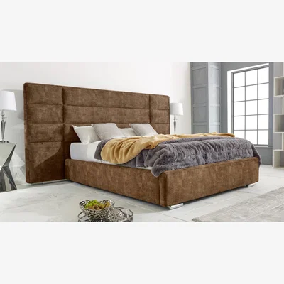 The Range Solace Marble 4 inch solid thick Bed Frame with Wide Headboard - Stone / Single