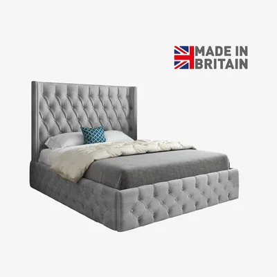The Range Turin Straight Winged Upholstered Soft Velvet Bed Frame - Grey / Small Single