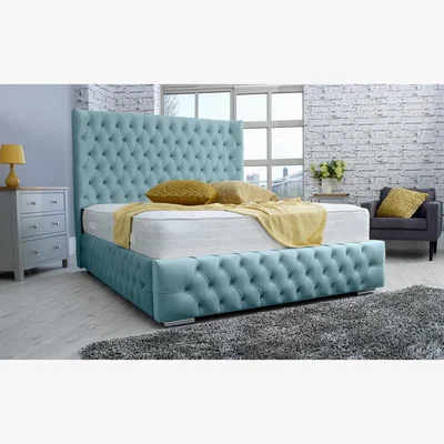 The Range Dino Plush 4 Inch Solid Thick Bed Frame With Curved Headboard - Duck Egg / Single