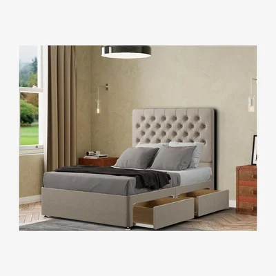 The Range Winchester Divan Bed 2 Drawers Floor Standing Headboard Malham Weave - Cream / Single