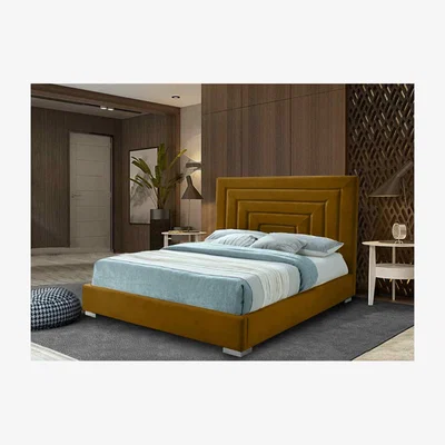 The Range Luka Upholstered Plush Velvet Bed Frame   - Yellow / Single