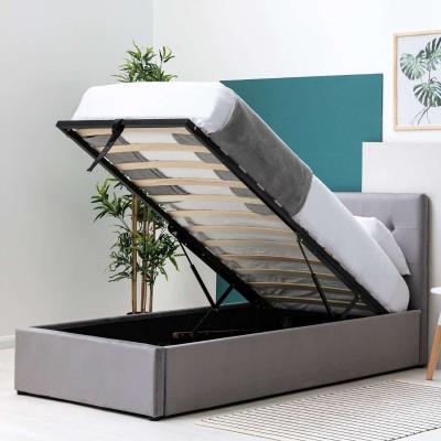 The Range Lowther Grey Velvet Ottoman Storage Bed - Grey / Single