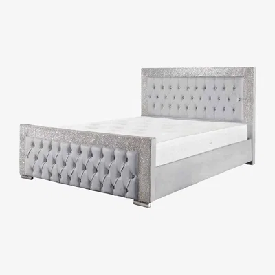 The Range Kryssa Glitter Upholstered PU Leather Bed Frame - Grey / Single