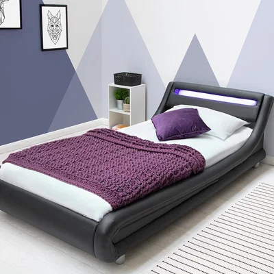 The Range Barcelona Black LED Light Bed Frame - Black / Single