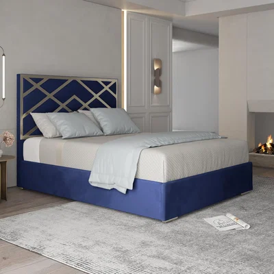 The Range Mayfair Upholstered Soft Velvet Metal Bed Frame - Blue / Single