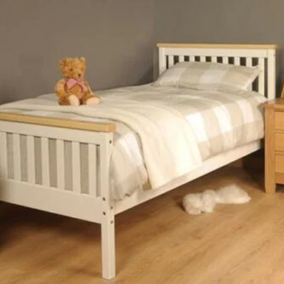 The Range Pine Wooden Bed Frame in White or Caramel - White / Single